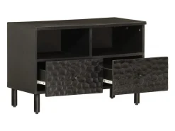 New vidaxl Móvel de TV 70x33x46 cm madeira de mangueira maciça Preto