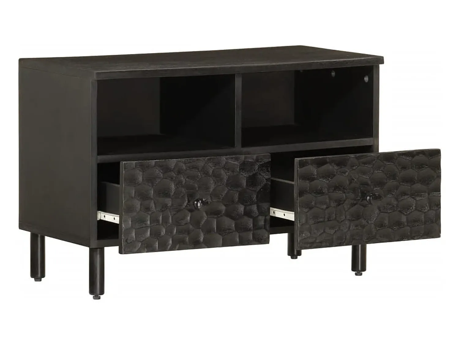 New vidaxl Móvel de TV 70x33x46 cm madeira de mangueira maciça Preto