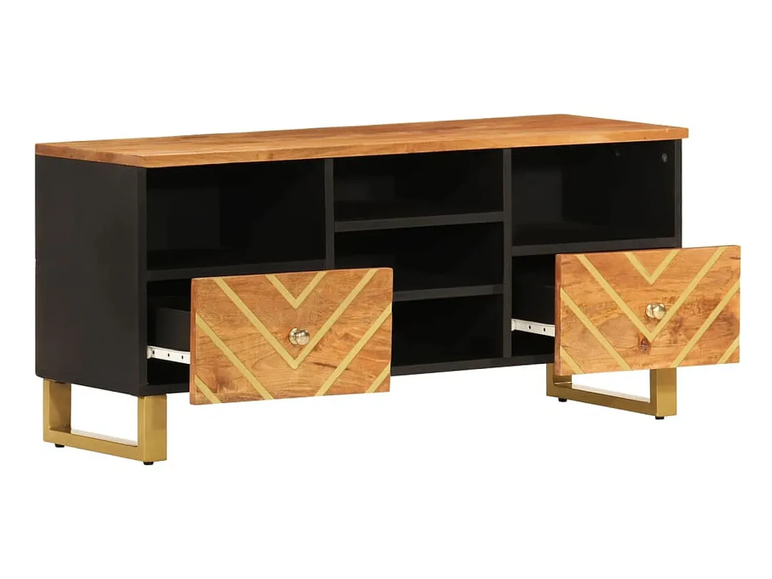 Online Móvel de TV 100x33,5x46 cm mangueira maciça e preto PT157611 Castanho
