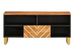 Móvel De Tv| Móvel de TV 100x33,5x46 cm mangueira maciça e preto PT489627 Castanho