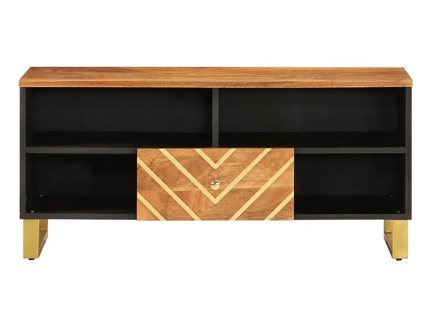 Móvel De Tv| Móvel de TV 100x33,5x46 cm mangueira maciça e preto PT489627 Castanho
