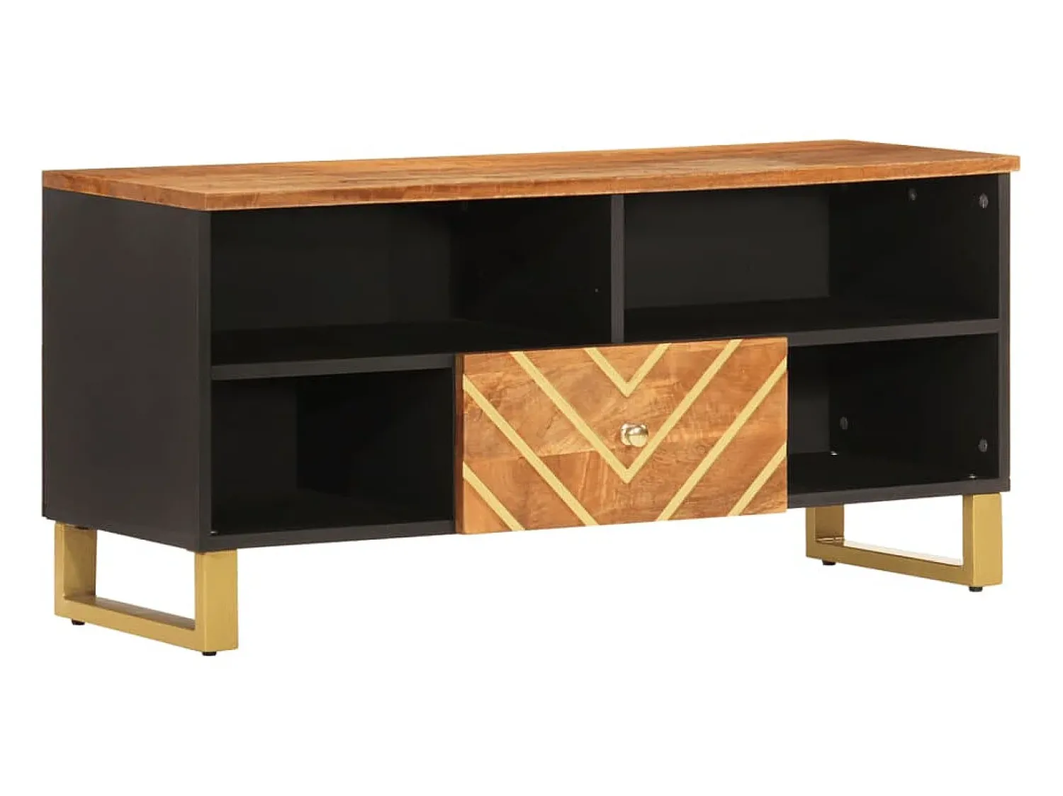 Móvel De Tv| Móvel de TV 100x33,5x46 cm mangueira maciça e preto PT489627 Castanho