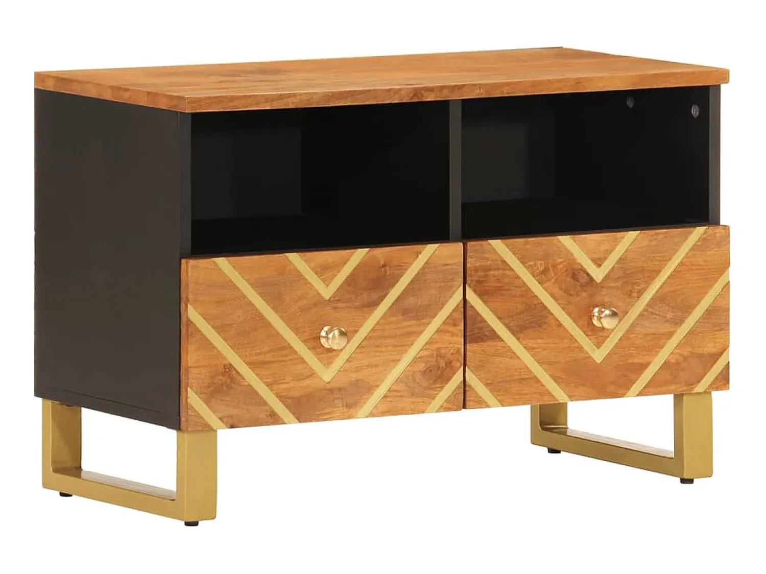 Móvel De Tv* Móvel de TV 70x33,5x46 cm mangueira maciça e preto PT463049 Castanho