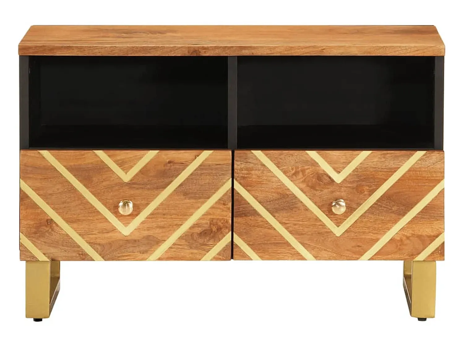 Móvel De Tv* Móvel de TV 70x33,5x46 cm mangueira maciça e preto PT463049 Castanho