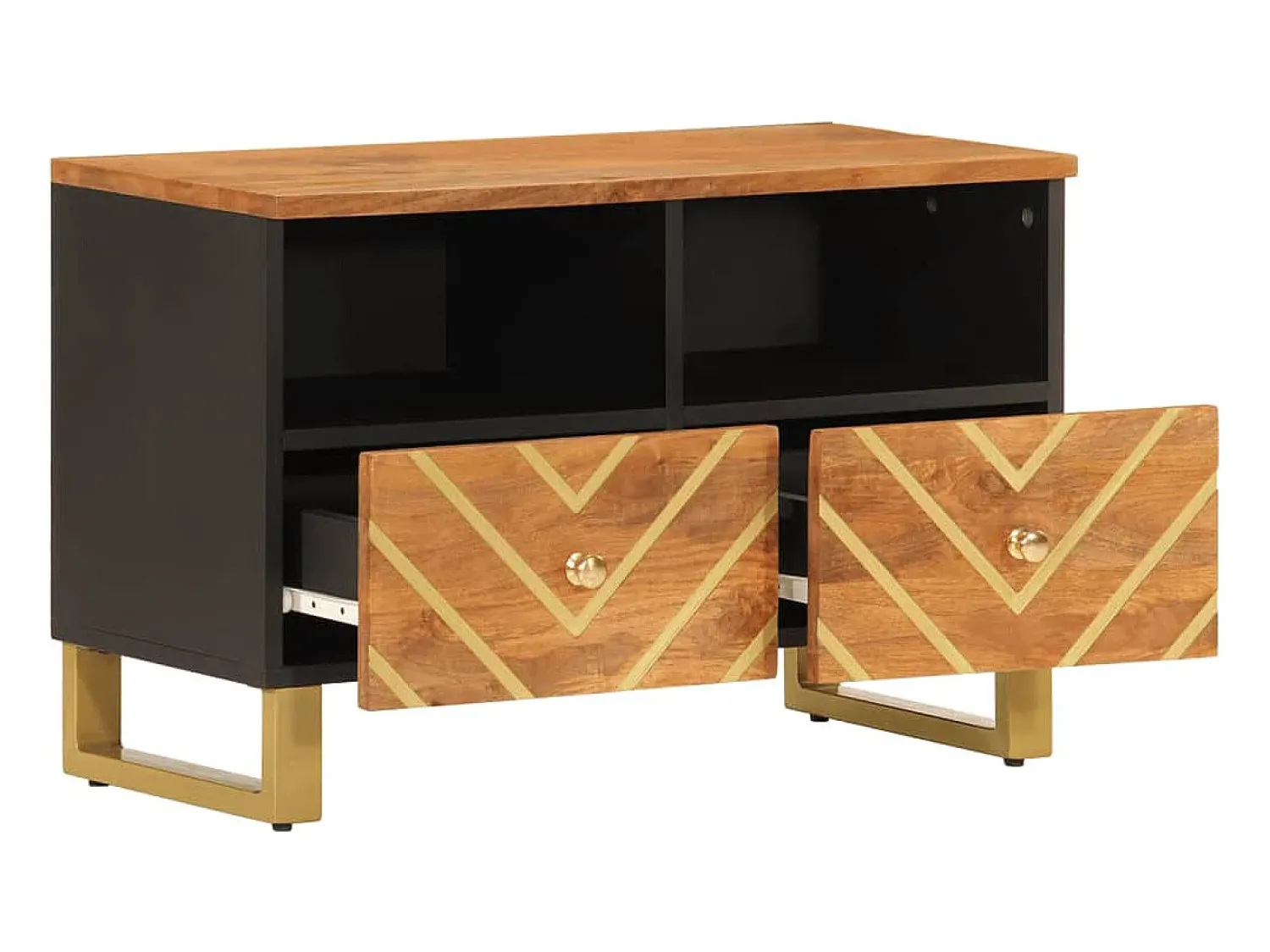 Móvel De Tv* Móvel de TV 70x33,5x46 cm mangueira maciça e preto PT463049 Castanho