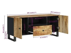 Best vidaxl Móvel de TV 105x33,5x46 cm mangueira maciça/derivados madeira Castanho