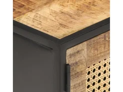 Móvel De Tv* Móvel de TV 90x30x40 cm mangueira áspera maciça e palha natural PT650910 Castanho