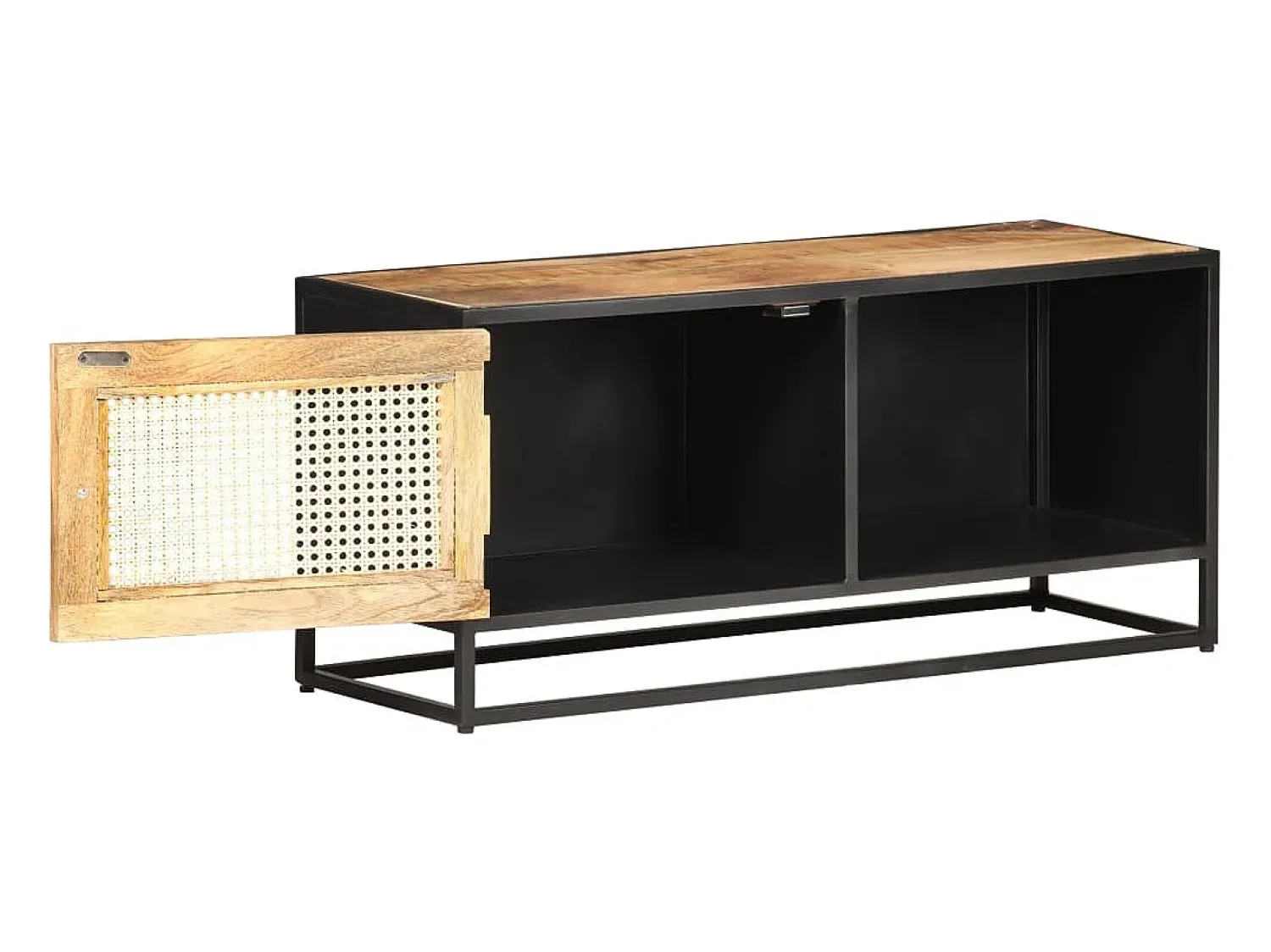 Móvel De Tv* Móvel de TV 90x30x40 cm mangueira áspera maciça e palha natural PT650910 Castanho