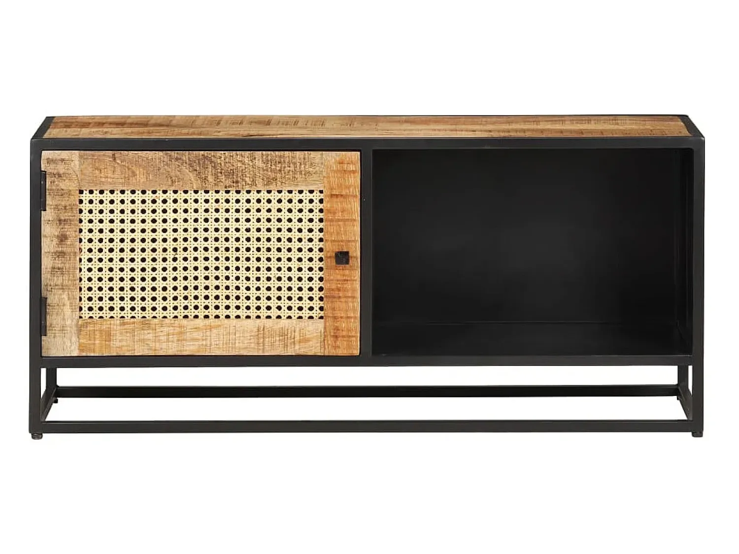 Móvel De Tv* Móvel de TV 90x30x40 cm mangueira áspera maciça e palha natural PT650910 Castanho