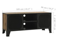 Clearance vidaxl Móvel de TV 105x36x47 cm metal e MDF rústico Castanho