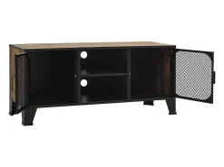 Clearance vidaxl Móvel de TV 105x36x47 cm metal e MDF rústico Castanho