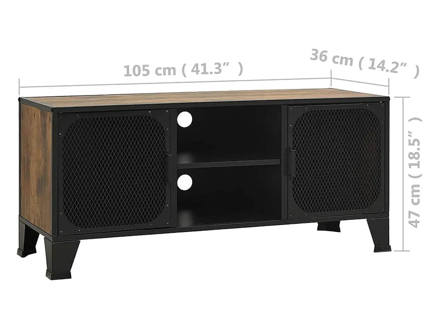 Clearance vidaxl Móvel de TV 105x36x47 cm metal e MDF rústico Castanho