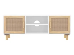 Móvel de TV 105x30x40 cm pinho maciço/vime natural PT182480^ Móvel De Tv