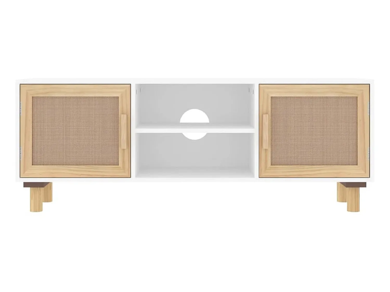 Móvel de TV 105x30x40 cm pinho maciço/vime natural PT182480^ Móvel De Tv