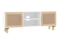 Móvel de TV 105x30x40 cm pinho maciço/vime natural PT182480^ Móvel De Tv
