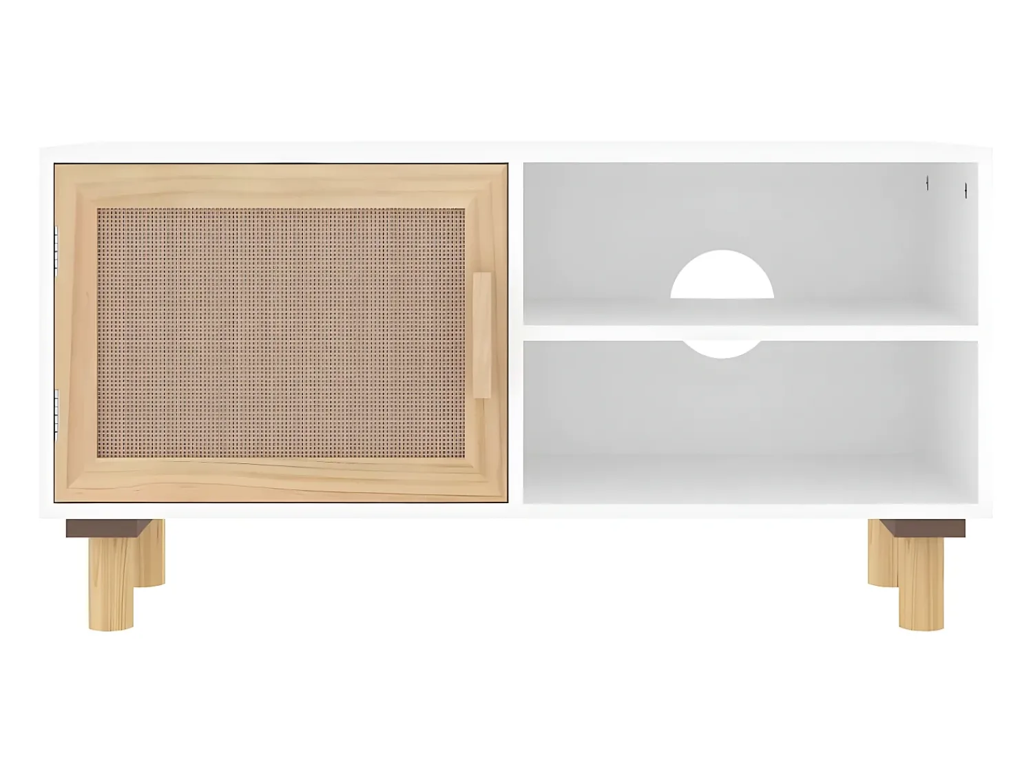 Online Móvel de TV 80x30x40 cm pinho maciço/vime natural PT621948 Branco