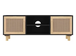 Móvel De Tv|vidaxl Móvel de TV 105x30x40 cm pinho maciço/vime natural Preto