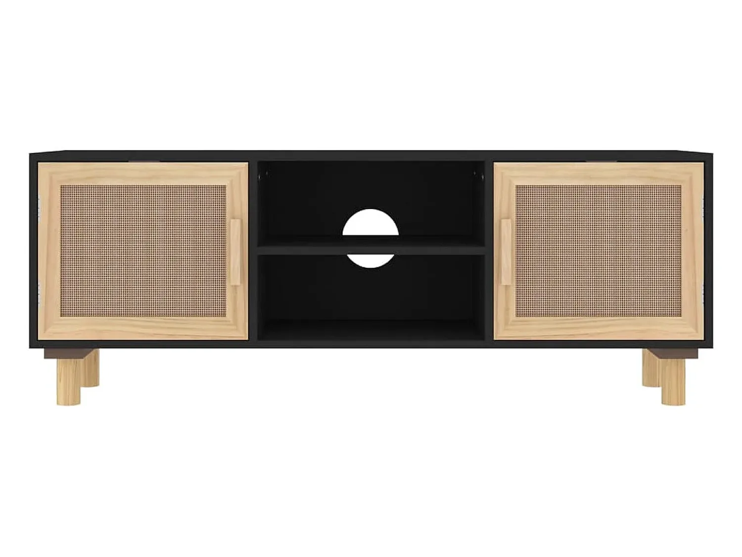 Móvel De Tv|vidaxl Móvel de TV 105x30x40 cm pinho maciço/vime natural Preto