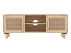 Móvel De Tv| Móvel de TV 105x30x40 cm pinho maciço/vime natural PT170680 Castanho