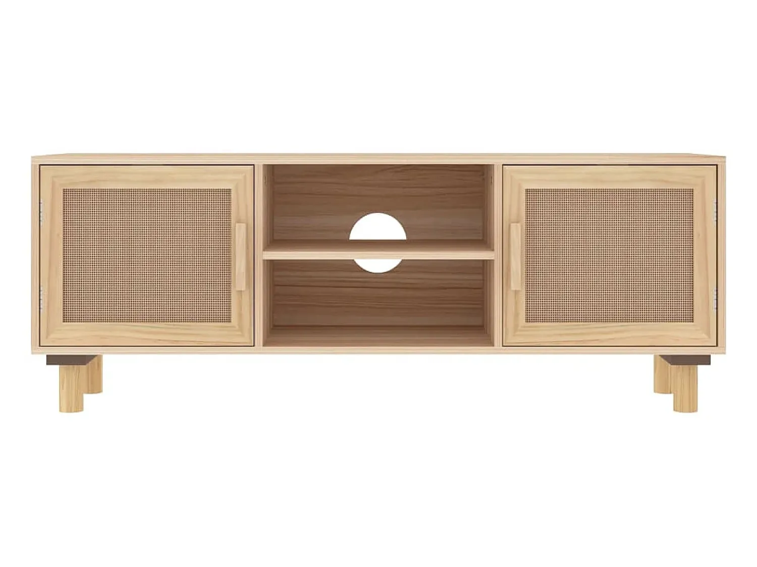 Móvel De Tv| Móvel de TV 105x30x40 cm pinho maciço/vime natural PT170680 Castanho