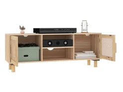 Móvel De Tv| Móvel de TV 105x30x40 cm pinho maciço/vime natural PT170680 Castanho