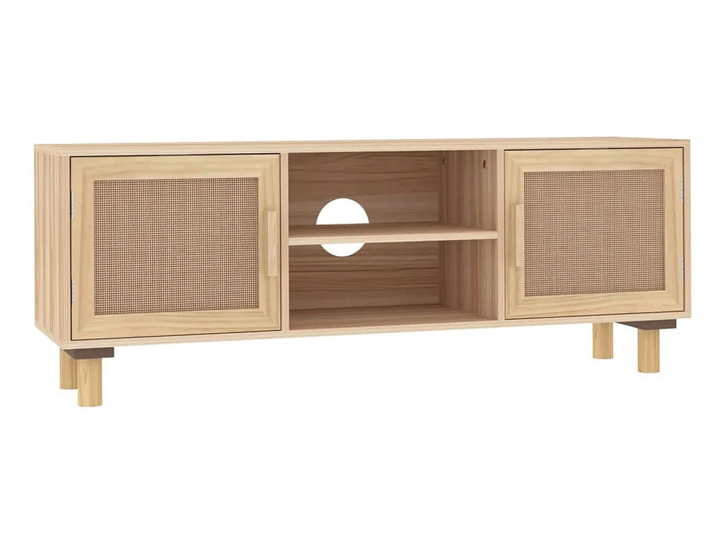Móvel De Tv| Móvel de TV 105x30x40 cm pinho maciço/vime natural PT170680 Castanho