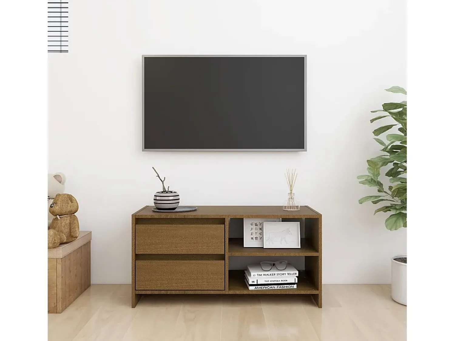 Móvel De Tv| Móvel de TV 80x31x39 cm pinho maciço mel PT611938 Castanho