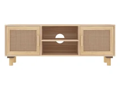 Online vidaxl Móvel de TV 105x30x40 cm pinho maciço/vime natural castanho Natural claro
