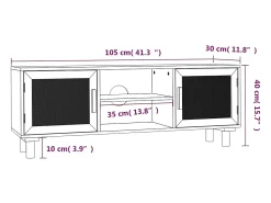 Online vidaxl Móvel de TV 105x30x40 cm pinho maciço/vime natural castanho Natural claro