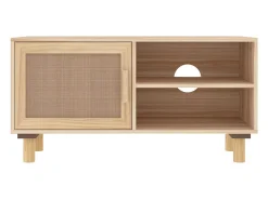 Móvel De Tv*vidaxl Móvel de TV 80x30x40 cm pinho maciço/vime natural castanho Natural claro