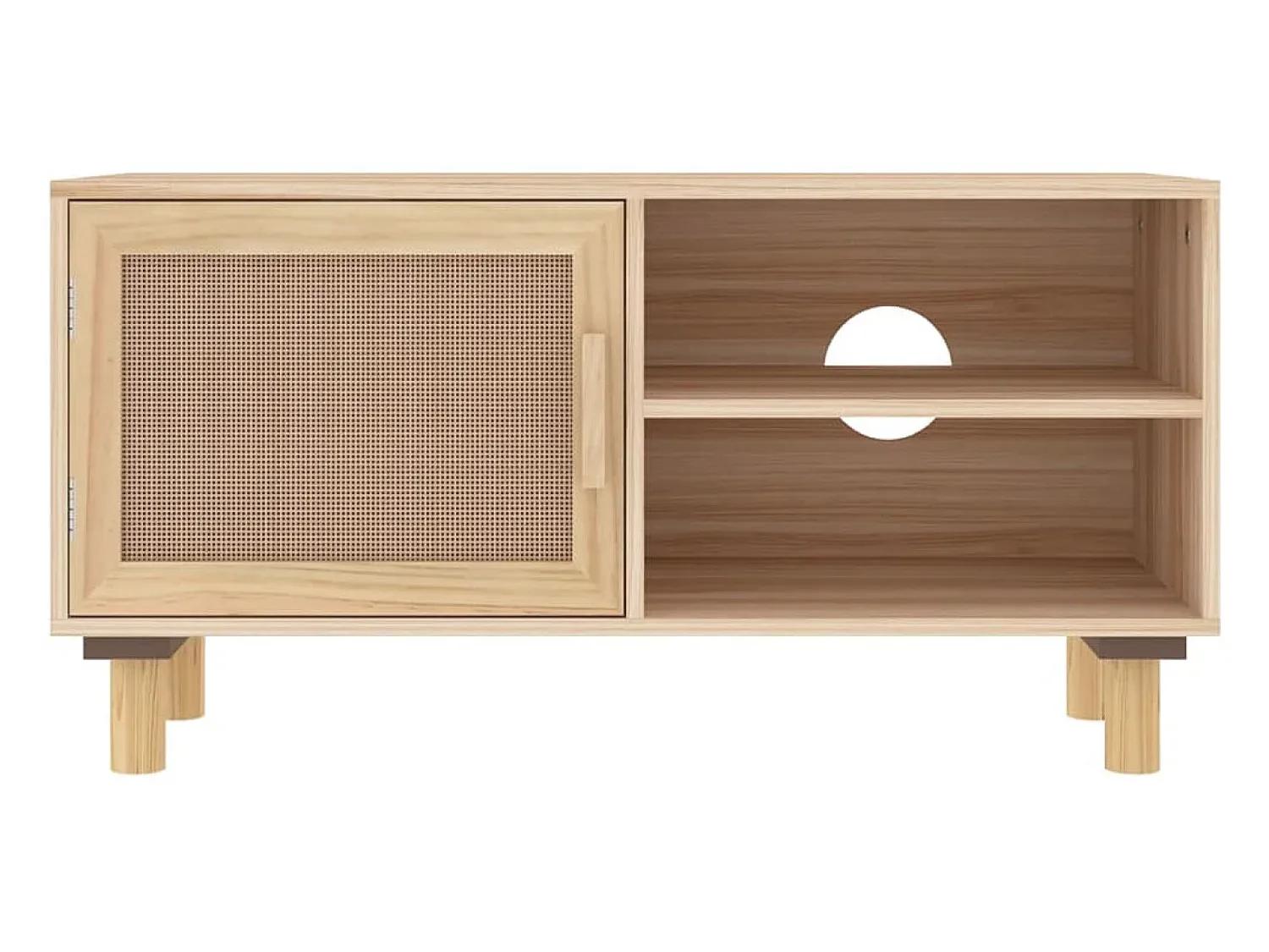 Móvel De Tv*vidaxl Móvel de TV 80x30x40 cm pinho maciço/vime natural castanho Natural claro