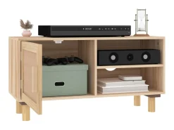 Móvel de TV 80x30x40 cm pinho maciço/vime natural PT391974^ Móvel De Tv