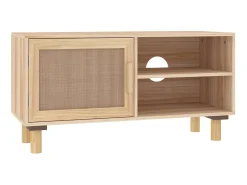 Móvel de TV 80x30x40 cm pinho maciço/vime natural PT391974^ Móvel De Tv
