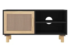 Móvel de TV 80x30x40 cm pinho maciço/vime natural PT111995^ Móvel De Tv