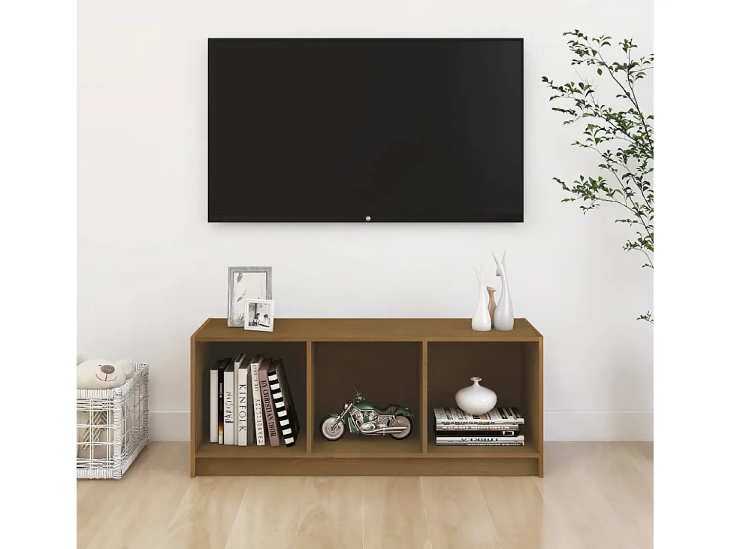 Móvel De Tv| Móvel de TV 104x33x41 cm pinho maciço mel PT167862 Castanho