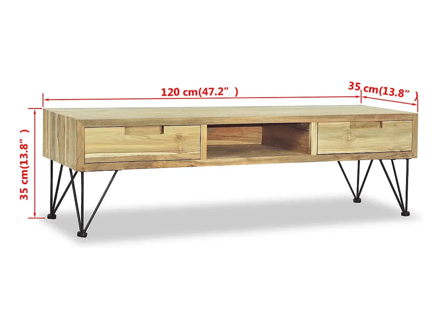 Móvel De Tv|vidaxl Móvel de TV 120x35x35 cm teca maciça Castanho