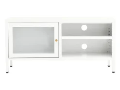 Móvel de TV 90x30x44 cm vidro e aço PT312225^ Móvel De Tv