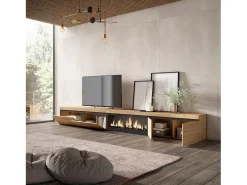 Skraut Home Móvel de TV, 368x35x45, Lareira eléctrica XXL, Carvalho^ Móvel De Tv