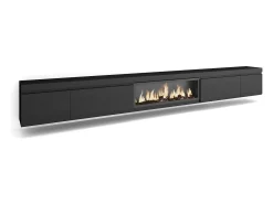 Móvel De Tv*Skraut Home Móvel de TV, 368x35x45, Lareira eléctrica XXL, Suspensos, Preto