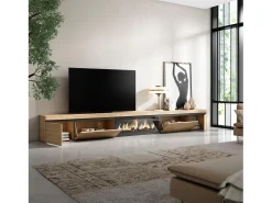 Skraut Home Móvel de TV, 368x35x45, Lareira eléctrica XXL, Carvalho^ Móvel De Tv