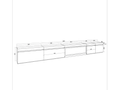 Best Skraut Home Móvel de TV, 368x35x45, Lareira eléctrica XXL, Suspensos, Carvalho Bege