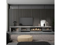 Móvel De Tv*Skraut Home Móvel de TV, 368x35x45, Lareira eléctrica XXL, Cimento Cinzento