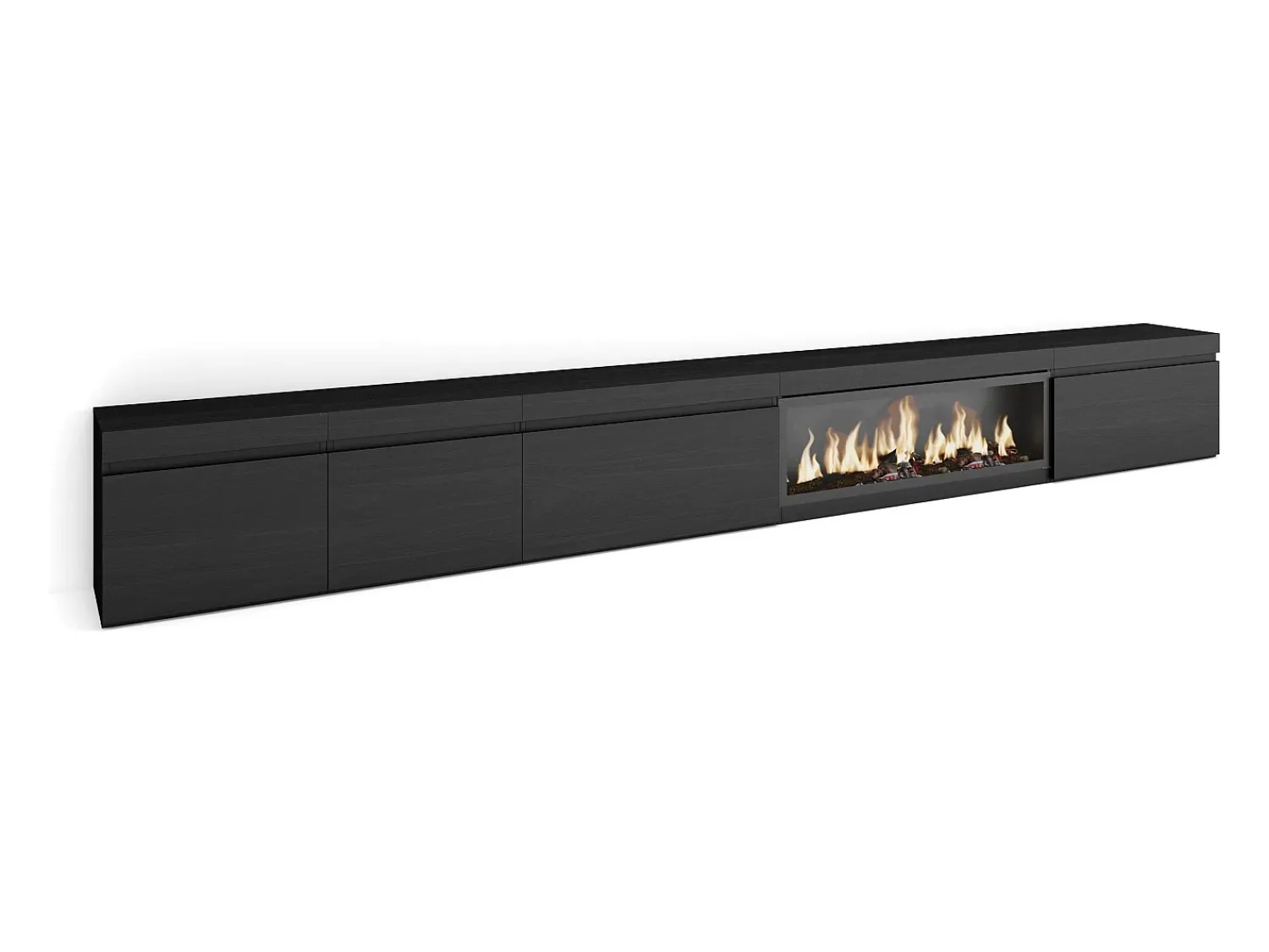 Móvel De Tv*Skraut Home Móvel de TV, 368x35x45, Lareira eléctrica XXL, Preto