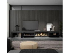 Móvel De Tv*Skraut Home Móvel de TV, 368x35x45, Lareira eléctrica XXL, Preto