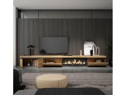 Móvel De Tv|Skraut Home Móvel de TV, 368x35x45, Lareira eléctrica XXL, Carvalho Bege