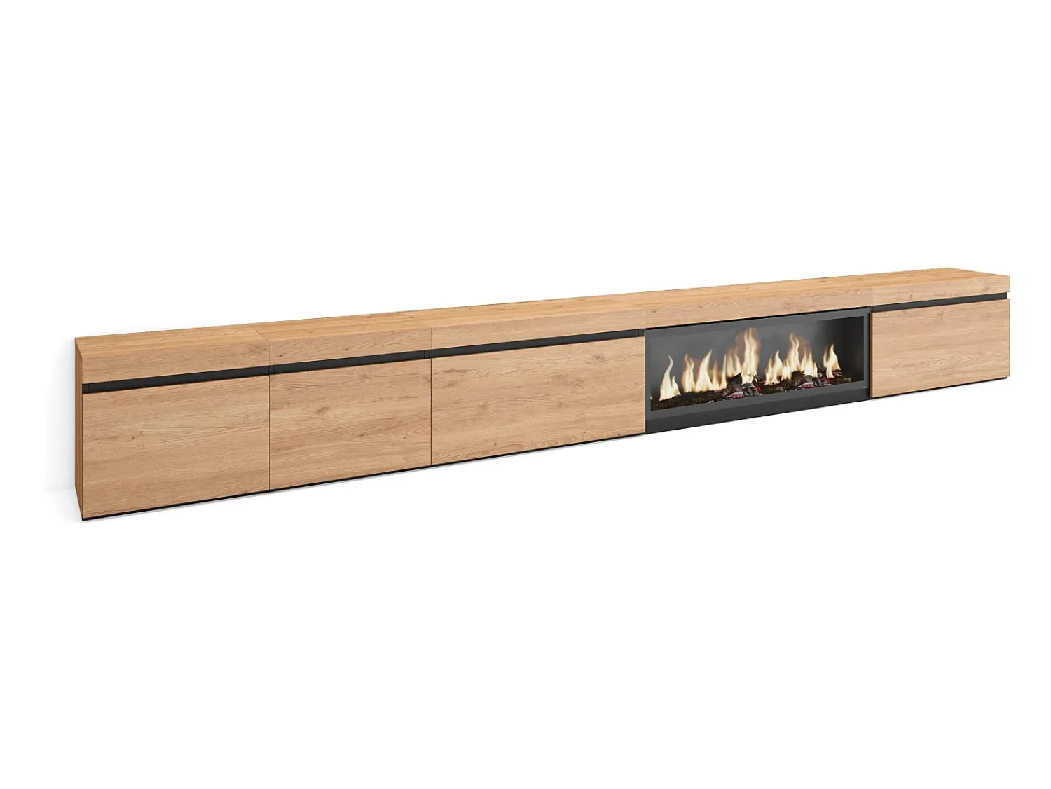 Móvel De Tv|Skraut Home Móvel de TV, 368x35x45, Lareira eléctrica XXL, Carvalho Bege