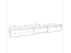 Skraut Home Móvel de TV, 368x35x45, Lareira eléctrica XXL, Cimento^ Móvel De Tv
