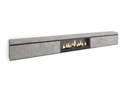 Skraut Home Móvel de TV, 368x35x45, Lareira eléctrica XXL, Cimento^ Móvel De Tv