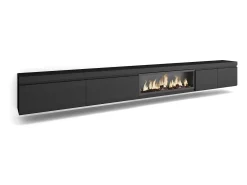 Móvel De Tv*Skraut Home Móvel de TV, 368x35x45, Lareira eléctrica XXL, Suspensos, Preto