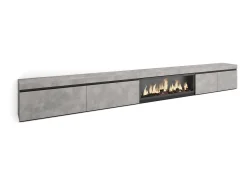 Móvel De Tv|Skraut Home Móvel de TV, 368x35x45, Lareira eléctrica XXL, Cimento Cinzento